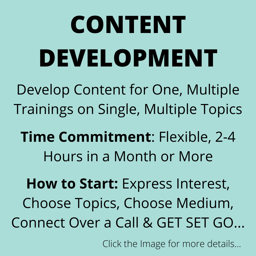 Make a Difference by Just 2-4 Hours in a Month by Content Development for Trainings for Less Privileged and People with Disability