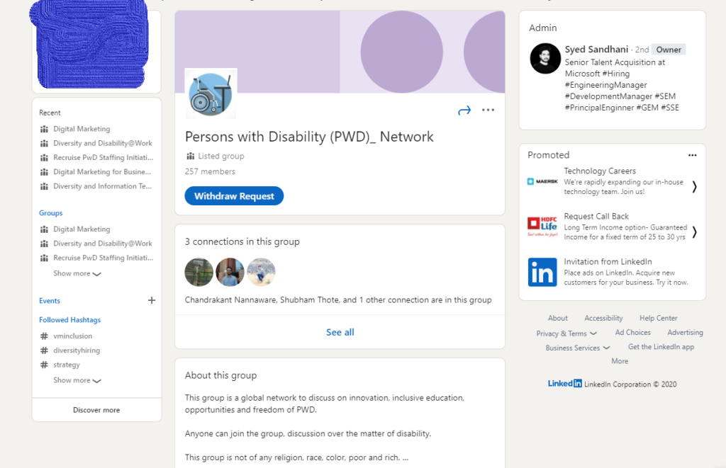 Networking for People with Disability on LinkedIn