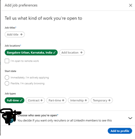 Open for Jobs on LinkedIn