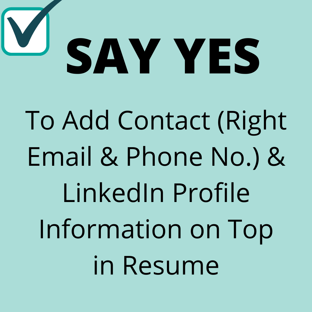 Resume Best Practices Contact LinkedIn Profile On Top